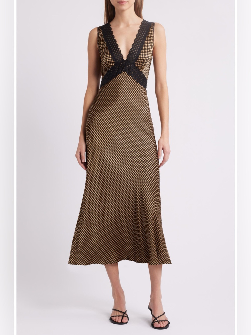 Rails Simona Check Lace Trim Sleeveless Maxi Dress. Size S Women #551